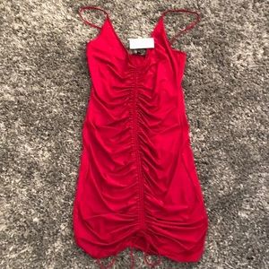 Red scrunch dress